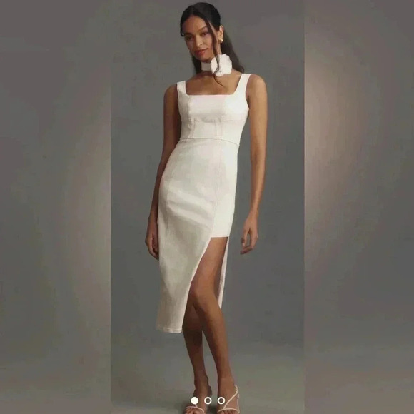 Nwt Pilcro Square Neck Side Slit Midi Dress - Picture 1 of 8